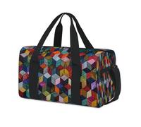 Bolsa deportiva geométrica a cuadros coloridos para fin de semana, bolsa de viaje para la noche, casual, viajes, gimnasio, bolsa de lona para niños, niñas, niños, mujeres y hombres