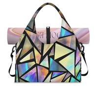Bolsa deportiva geométrica arcoíris para mujeres y hombres, triángulo geométrico, bolsa de fin de semana con compartimento para zapatos, bolsa de hombro para yoga, gimnasio, viajes, color, L,