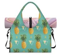 Bolsa deportiva geométrica de piña para mujeres y hombres, con patrón de piña, bolsa de fin de semana con compartimento para zapatos, bolsa de equipaje para yoga, gimnasio, viajes, color, L,