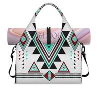 Bolsa deportiva geométrica étnica para mujeres y hombres, bolsa de fin de semana con compartimento para zapatos, bolsa de hombro para yoga, gimnasio, viajes, color, L, Organizador de bolsas