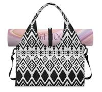 Bolsa deportiva geométrica étnica tribal para mujeres y hombres, bolsa de fin de semana con compartimento para zapatos, bolsa de hombro para yoga, gimnasio, viajes, color, L, Organizador de bolsas