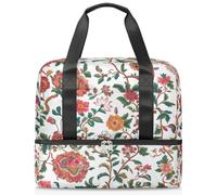 Bolsa deportiva india floral para mujeres, hombres, niños y niñas, 21 L, para fin de semana, para viajes, gimnasio, yoga, color, Big, Organizador de bolsas