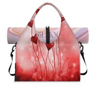 Bolsa deportiva para el día de San Valentín para mujeres y hombres, con corazón rojo, bolsa de fin de semana con compartimento para zapatos, bolsa de hombro para yoga, gimnasio, viajes, color, L,