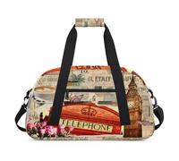 Bolsa deportiva para niños, niñas, niños, mujeres y hombres, 24 L, bolsa de fin de semana, bolsa de noche, bolsa de viaje, gimnasio, baile, vintage, póster del Reino Unido de Londres, color, 24 L,