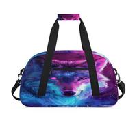 Bolsa deportiva para niños, niñas, niños, mujeres y hombres, 24 L, bolsa de fin de semana, bolsa de noche, bolsa de viaje, gimnasio, baile, galaxia, noche, animal lobo, color, 24 L, Organizador de