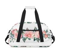 Bolsa deportiva para niños, niñas, niños, mujeres y hombres, 24 L, para fin de semana, para la noche, viajes, gimnasio, baile, rosas y hojas florales, color, 24 L, Organizador de bolsas
