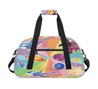 Bolsa deportiva para niños, niñas, niños, mujeres y hombres, 24 L, para fin de semana, para la noche, viajes, gimnasio, baile, arcoíris, galaxia, ballena, tortuga marina, color, 24 L, Organizador de