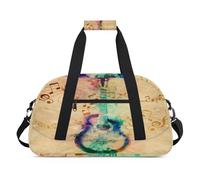 Bolsa deportiva para niños, niñas, niños, mujeres y hombres, 24 L, para fin de semana, para la noche, viajes, gimnasio, baile, guitarra abstracta, nota musical, color, 24 L, Organizador de bolsas
