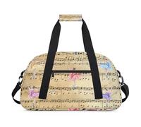 Bolsa deportiva para niños, niñas, niños, mujeres y hombres, 24 L, para fin de semana, para la noche, viajes, gimnasio, baile, bailarina de ballet, nota musical vintage, color, 24 L, Organizador de