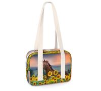 Bolsa deportiva pequeña con diseño de girasol y caballo, bolsa de gimnasio, ligera, casual, bolsa organizadora de deportes para niños, niñas, niños, mujeres y hombres