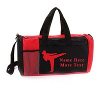 Bolsa deportiva personalizada para niños de 18 pulgadas con nombre y texto personalizados, Rojo, Artes marciales femeninas