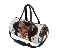 Bolsa deportiva redonda ligera con bolsillo interior, bolsa de gimnasio para hombres y mujeres, bolsa de lona para viajes, deportes, autismo, mamá, rompecabezas colorido