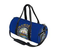 Bolsa deportiva redonda ligera con bolsillo interior para hombres y mujeres, bolsa de lona para viajes, deportes, bandera del estado de New Hampshire