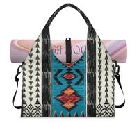 Bolsa deportiva tribal azteca geométrica para mujeres y hombres, diseño azteca, bolsa de fin de semana con compartimento para zapatos, bolsa de equipaje para yoga, gimnasio, viajes, color, L,