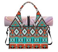 Bolsa deportiva tribal geométrica para mujeres y hombres, bolsa de viaje tribal azteca tribal con compartimento para zapatos, bolsa de equipaje para yoga, gimnasio, viajes, color, L, Organizador de