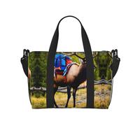Bolsa deportiva versátil con estampado de alce y oso de ciervo, compañero para tus viajes y rutinas de fitness, color negro, talla única, Black, Talla única