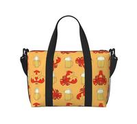 Bolsa deportiva versátil con estampado de cerveza y cangrejo de río, compañero para tus viajes y rutinas de fitness, color negro, talla única, Black, Talla única