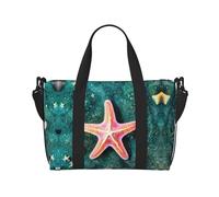 Bolsa deportiva versátil con estampado de estrellas de mar de agua de mar, compañero para tus viajes y rutinas de fitness, color negro, talla única, Black, Talla única