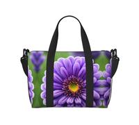 Bolsa deportiva versátil con estampado de flores de lavanda morada, compañero para tus viajes y rutinas de fitness, color negro, talla única, Black, Talla única