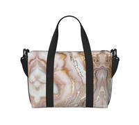 Bolsa deportiva versátil con estampado de mármol en oro rosa, compañero para tus viajes y rutinas de fitness, color negro, talla única, Black, Talla única