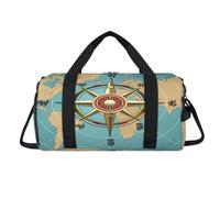 Bolsa deportiva vintage con diseño de mapa de brújula, con compartimento para zapatos, bolsa de fin de semana, viajes, gimnasio, organizador de equipaje, para mujeres, hombres, niños y niñas