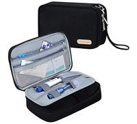 Bolsa Diabética, Simboom Bolsas de Viaje para kit de control de la Diabetes, Doble Capa Bolsa para Monitor de glucosa en sangre, Tiras de prueba, Dispositivo de Punción (Solo Bolsa) - Negro