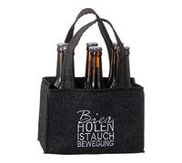 Bolsa divertida con texto en alemán "Bierholen ist auch Bewegung" para 6 botellas de poliéster
