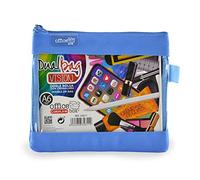 Bolsa Dual Bag Vision A6 - Estuche Neceser Porta Todo con Dos Apartados y Frontal Transparente con Cierres de Cremallera - Ref.34611-AC - de Colorline by Office Box (Azul Claro)