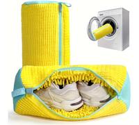 Bolsa duradera para lavar zapatos, color con cremallera azul, bolsa de felpa para lavandería con protectoras para zapatillas deportivas y zapatos casuales