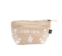 Bolsa ecológica de liebre con citas de afirmación, bolsas de yute natural para maquillaje, joyas y recuerdos, bolsas biodegradables y sostenibles (I am Rare), beige, I am Rare