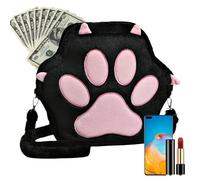 Bolsa en de pata de gato, mochila de peluche con de pata de gato, colorida, creativa, con gran capacidad para la escuela, compras, viajes, Negro , Siehe Beschreibung