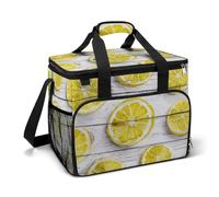 Bolsa enfriadora de acuarela de limón sobre madera blanca para camping, enfriadores de playa, bolsas portátiles a prueba de fugas con correa para el hombro