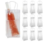 Bolsa enfriadora de vino, enfriador de botellas de PVC transparente de 10 piezas, 9, 8x3, 9 pulgadas con asa para fiesta