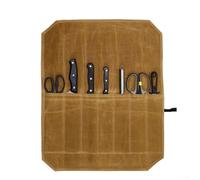 Bolsa enrollable de almacenamiento con construcción de lona encerada, impermeable y 8 ranuras, incluyendo bolsillos extra anchos para varios tamaños de hoja (caqui)