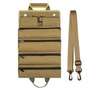Bolsa enrollable de herramientas impermeable con múltiples compartimentos con cremalleras a prueba de óxido y costuras reforzadas, incluye correa de hombro ajustable para un transporte cómodo (caqui)