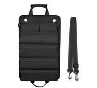 Bolsa enrollable de herramientas impermeable con múltiples compartimentos con cremalleras a prueba de óxido y costuras reforzadas, incluye correa de hombro ajustable para un transporte cómodo (negro)