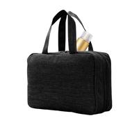 Bolsa enrollable para brochas de maquillaje, organizador de almacenamiento de cosméticos impermeable, 4 en 1, estuche de cosméticos impermeable, soporte plegable, portátil para baño y ducha, Black