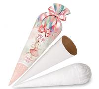 Bolsa escolar de conejo Hasse con nombre para niña, bolsa personalizada de 70 cm, bolsa de azúcar de tela con forma redonda de cartón y relleno de bolitas de silicona, bolsa grande como cojín [149]
