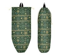 Bolsa estética con cordón y bolsillos con cremallera para hombre, uso diario en la playa, Navidad, verde y estrella dorada