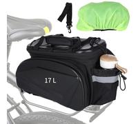 Bolsa extensible de 17 L a 35 L con correa para el hombro y cubierta de lluvia, alforja trasera para ciclismo seguro y fácil, instalación rápida para paseos nocturnos
