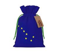 Bolsa festiva de Navidad con estampado de bandera del estado de Alaska, bolsas con cordón, decoración de temporada, regalos de regalo