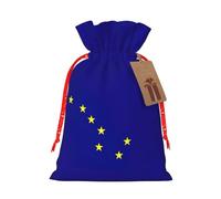 Bolsa festiva de Navidad con estampado de bandera del estado de Alaska, bolsas con cordón, decoración de temporada, regalos de regalo