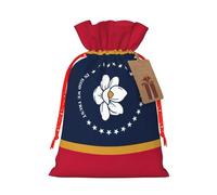 Bolsa festiva de Navidad con estampado de bandera del estado de Mississippi, bolsas con cordón, decoración de temporada, regalos de regalo