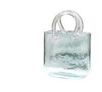 Bolsa florero de Vidrio Transparente arreglo Flores Rosa Flor Sala Estar Comedor decoración Botella(Blue)