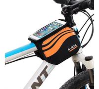 Bolsa Frontal Impermeable para Bicicleta 2 Lados Alforja de Manillar con PVC Transparente para M vil 5 8 Pulgadas Naranja