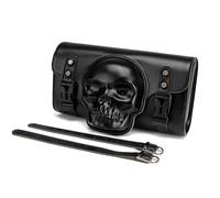 Bolsa frontal para motocicleta, herramienta de herramientas, alforja con patrón de calavera, horquilla delantera de poliuretano, fácil de instalar, bolsa de motocicleta