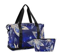 Bolsa grande con diseño de estrellas, color azul real, con correa ajustable, multifuncional, para gimnasio, azul rey (Stars Glittering Royal Blue), 1 size