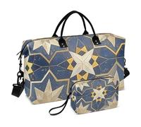 Bolsa grande con diseño geométrico de estrellas y líneas para fin de semana, bolsa de entrenamiento deportivo con correa ajustable para gimnasio, gran capacidad, Un patrón geométrico de estrellas y