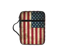 Bolsa grande con estampado de bandera americana, funda para libros, bolsa de iglesia, protector de la Biblia con cremallera y asa