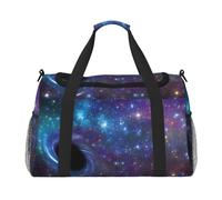 Bolsa grande de lona con estampado de galaxia, bolsa de viaje para fin de semana para mujer, bolsa de mano, Negro -, Talla única
